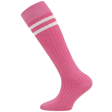 Ewers kniekous rib framboos met witte streep meisje