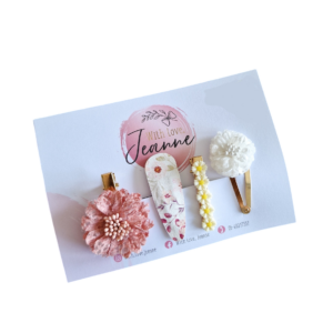Cadeauset Olivia roze wit geel madelief meisje