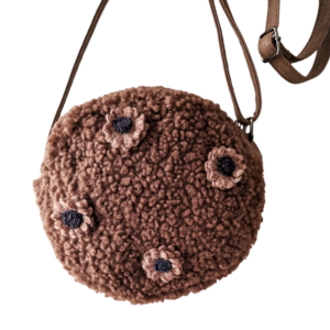 Teddy kindertas bruin met wolbloemen meisje