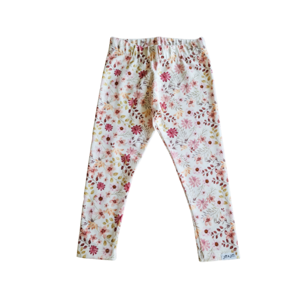 Legging Olivia bloemen licht donker roze beige perzik meisje