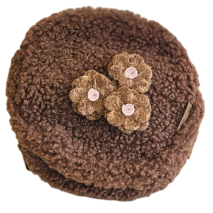 Teddy kindertas bruin met bruine wolbloem meisje