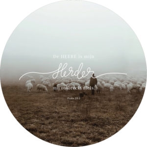 Christelijke muurcirkel 35 cm - De Heere is mijn Herder Psalm 23:1 schapen