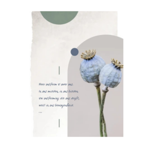 Christelijke poster A4 - Heer, ontferm U over ons papaver blauw grijs