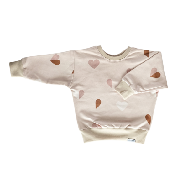 Sweater Pleun beige cognac licht roze hart meisje