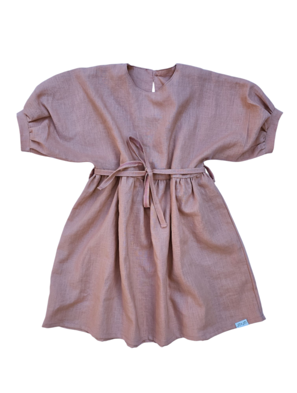 Jurk Rosa linnen roze nude meisje