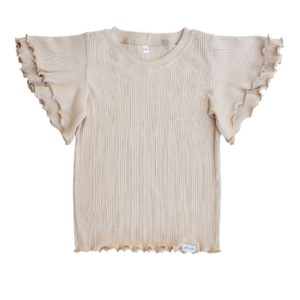 Shirt Renske beige rib vlindermouw meisje