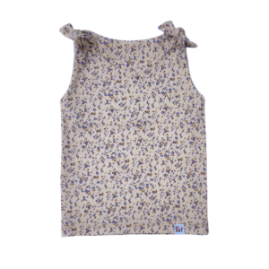 Strik top Bregje rib bloem beige lavendel jeans blauw bruin meisje