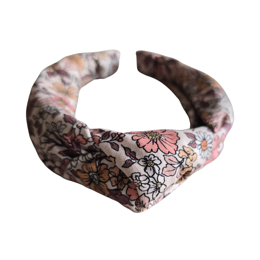Diadeem Novi bloemen perzik cognac mauve lichtroze dames meisje