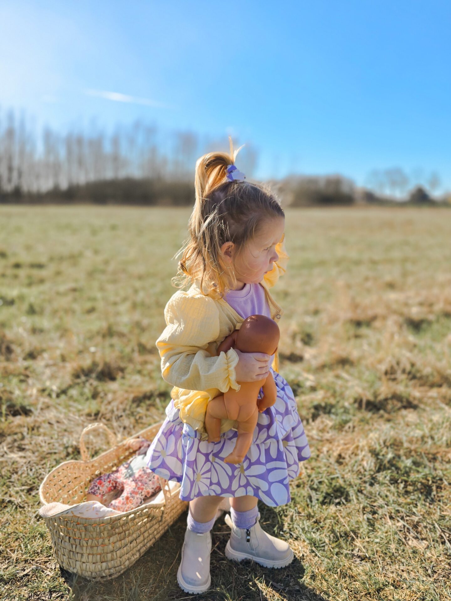Scrunchie Mila bloemen lila wit geel meisje