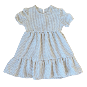 Jurk Sara strokenjurk broderie strepen beige wit meisje