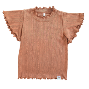 Shirt Vajen pointelle perzik oranje kleiroze vlindermouw meisje