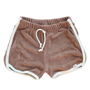 Korte broek Jip badstof donkerbruin wit jongen