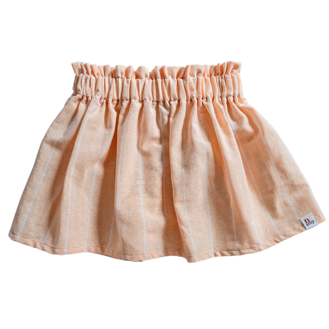 Paperbag rok Pippa gestreept zalm licht oranje wit meisje