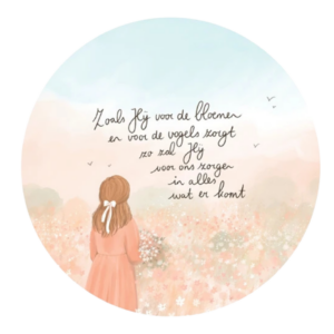 Christelijke muurcirkel 15 cm - Zoals Hij voor de bloemen zorgt Made by Alett